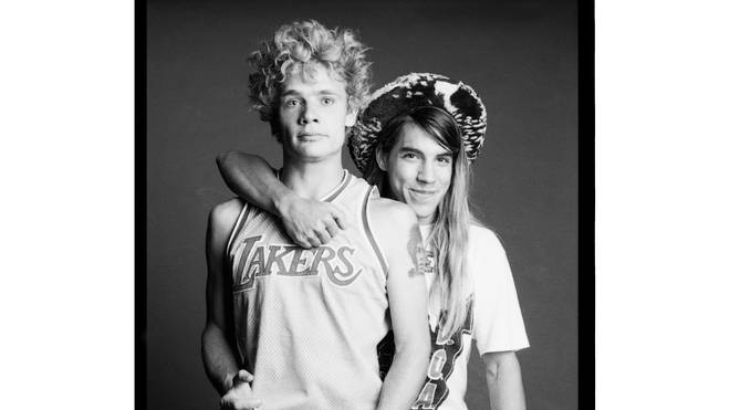 Red Hot Chili Peppers' Flea and Anthony Kiedis pose in 1986