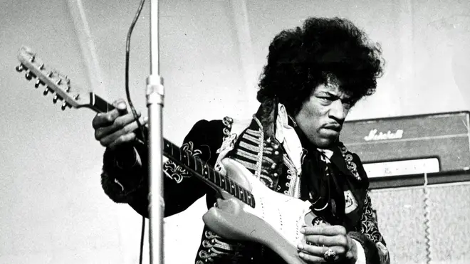 Jimi Hendrix performs on stage on May 24, 1967 at Grona Lund in Stockholm, Sweden