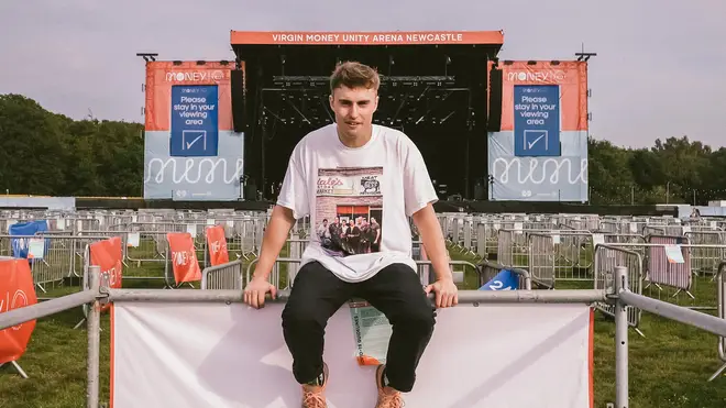 Sam Fender poses at the Virgin Money Unity Arena ahead of his gig