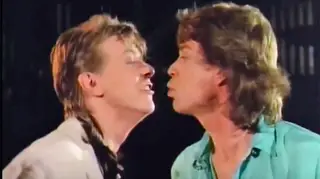 David Bowie and Mick Jagger in the Dancing In The Street video