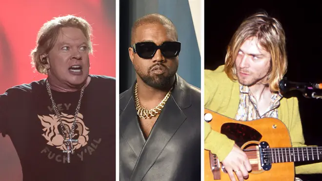 Guns N' Roses' Axl Rose, Kanye West and Kurt Cobain