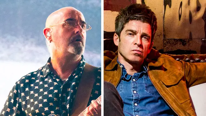 Former Oasis guitarist Paul 'Bonehead' Arthurs and Noel Gallagher