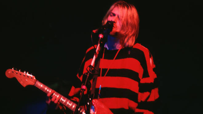 Kurt Cobain of Nirvana onstage at the Roseland Ballroom, New York, July 1993. Earlier that day, he'd had a heroin overdose/