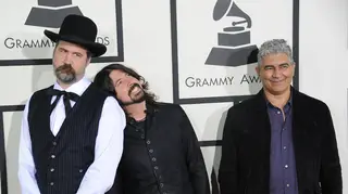 Former Nirvana Members Kris Novoselic, Dave Grohl and Pat Smear at the 2014 GRAMMY Awards
