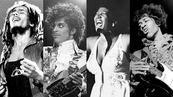 Bob Marley, Prince, Aretha Franklin, Jimi Hendrix