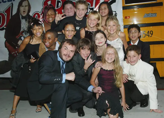 Jack Black and the cast of School of rock on 24 September 2003
