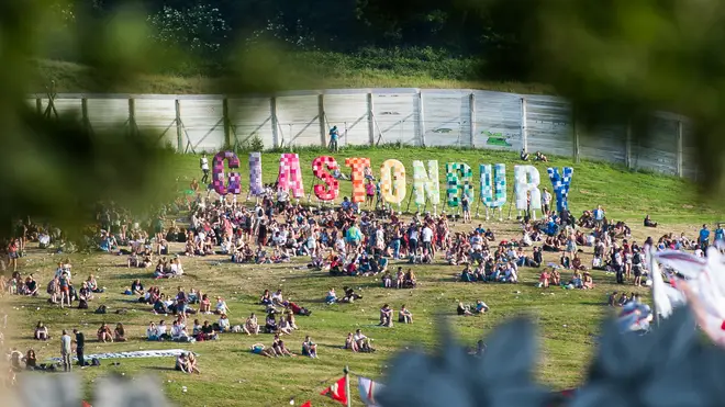 A view of the Glastonbury sign in 2015