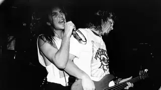 Pearl Jam performing at the Off Ramp Cafe in Seattle, 26 February 1991. At this show, they were supporting Alice In Chains
