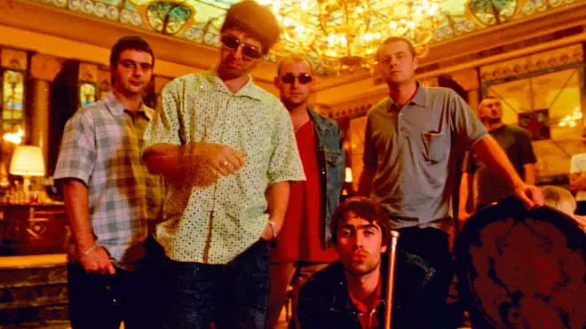 Oasis in Milan, 1997: Noel Gallagher, Liam Gallagher, Paul 'Bonehead' Arthurs, Alan White, Paul 'Guigsy' McGuigan