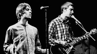 Liam and Noel Gallagher performing at the Paradiso in Amsterdam, November 1994