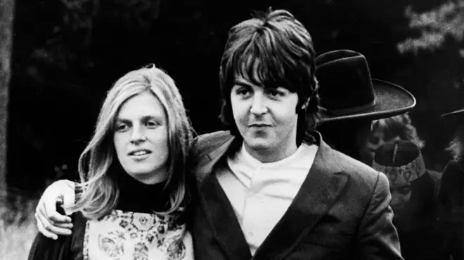 Linda and Paul McCartney at the very final Beatles photo shoot in August 1969