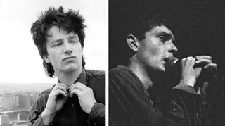 U2 frontman Bono in 1980 and Joy Division's Ian Curtis