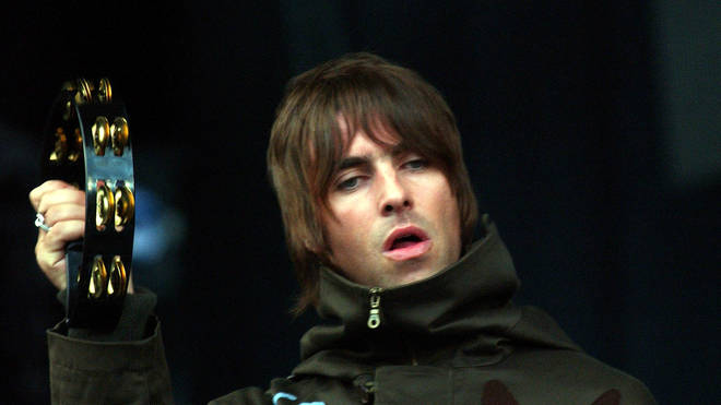 Liam Gallagher performs with Oasis in Finsbury park in 2002