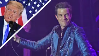 The Killers' Brandon Flowers with President Donald Trump inset