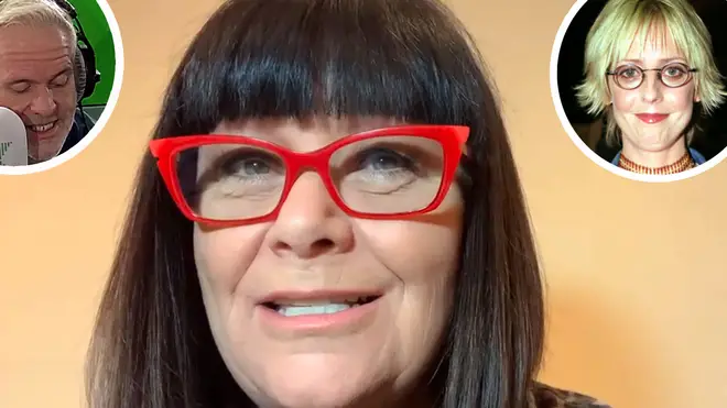 Dawn French talks to Chris Moyles with photo of Emma Chambers inset