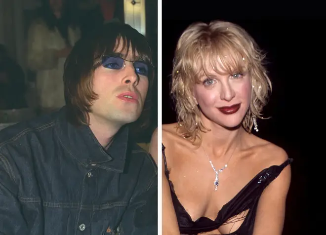 Oasis rocker Liam Gallagher in 2000 and Courtney Love in 2000