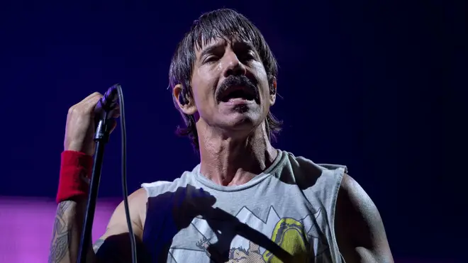 Anthony Kiedis onstage in Rio with Red Hot Chili Peppers in 2019