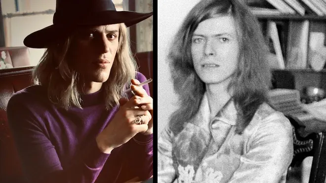 Johnny Flynn in the Stardust film and David Bowie in 1971