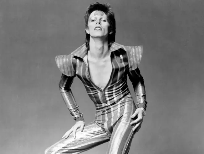 Bowie in his Ziggy Stardust outfit in June 1972