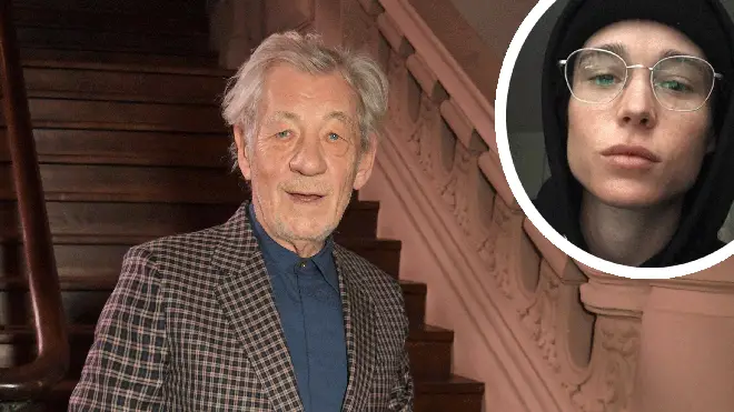Sir Ian McKellen with co-star Elliot Page inset