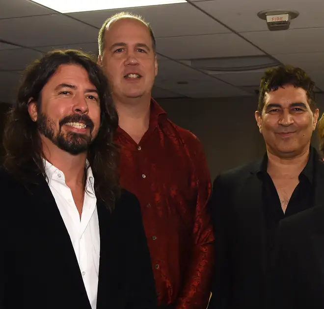 Surviving Nirvana members  Dave Grohl, Krist Novoselic and Pat Smear at the 2016 pre-GRAMMY Gala