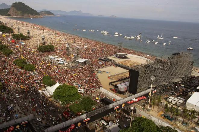 The Rolling Stones' stage at Copacabana beach in Rio, 18 February 2006. It's not even a quarter full yet!