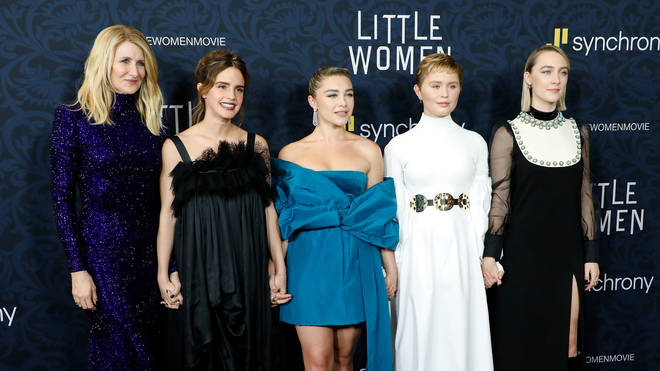 Laura Dern, Emma Watson, Florence Pugh, Eliza Scanlen, and Saoirse Ronan attend the world premiere of "Little Women"