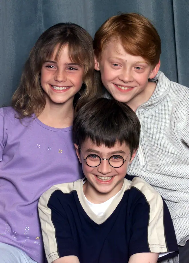 Emma Watson, Rupert Grint and Daniel Radcliffe in a Harry Potter Photocall in 2000