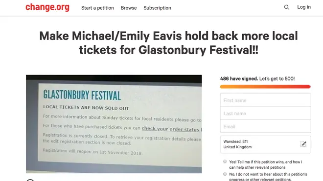 Local Glastonbury resident makes petition to hold back more local tickets for the festival