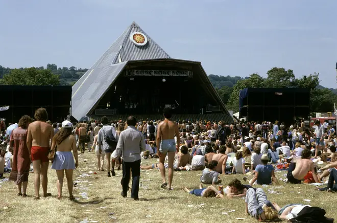 The second Pyramid Stage at Glastonbury 1983, complete with corrugated iron roof