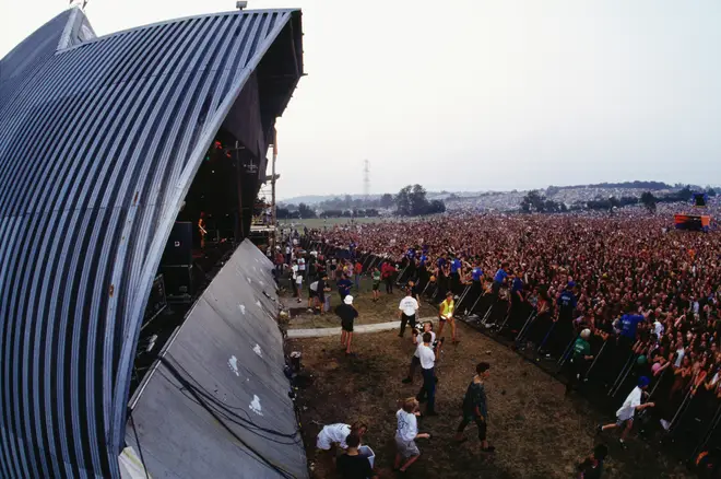 A view from the Pryamid Stage in 1992... this incarnation of the structure would burn down two years later