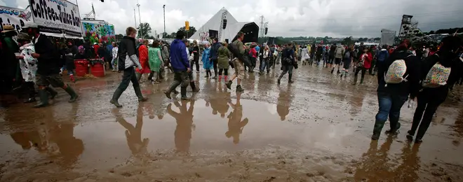 Things get a little boggy on the first day of the 2007 Glastonbury festival
