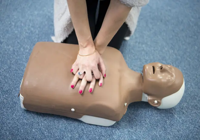 A CPR dummy does its thing