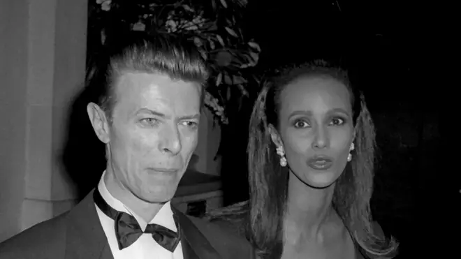 David Bowie and Iman attend the Met Gala in 1990