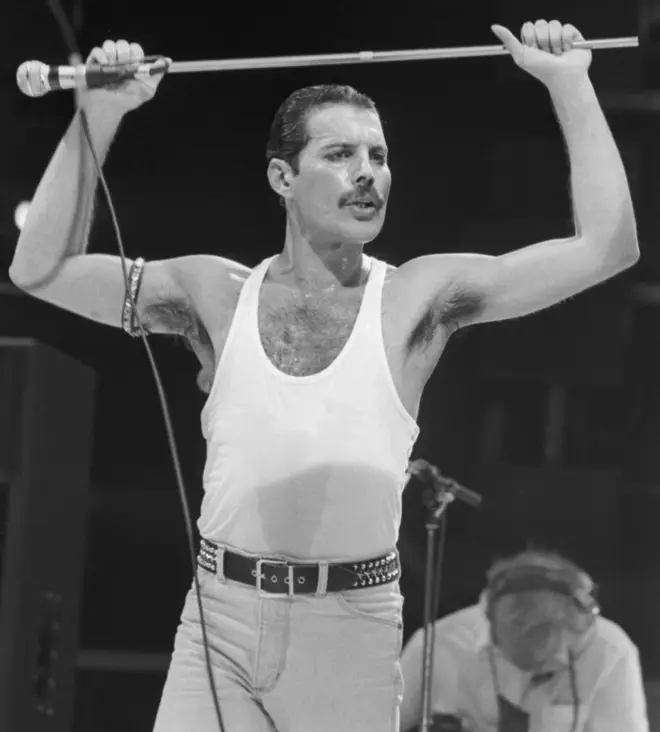 Freddie Mercury at Live Aid, 13 July 1985