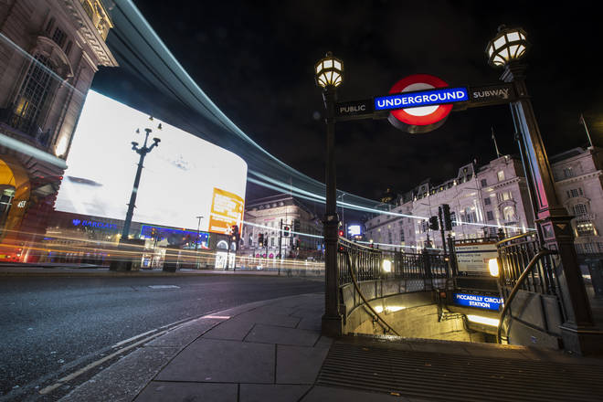 London Underground station at night