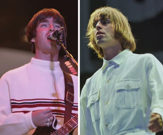 Noel Gallagher and Liam Gallagher at Knebworth