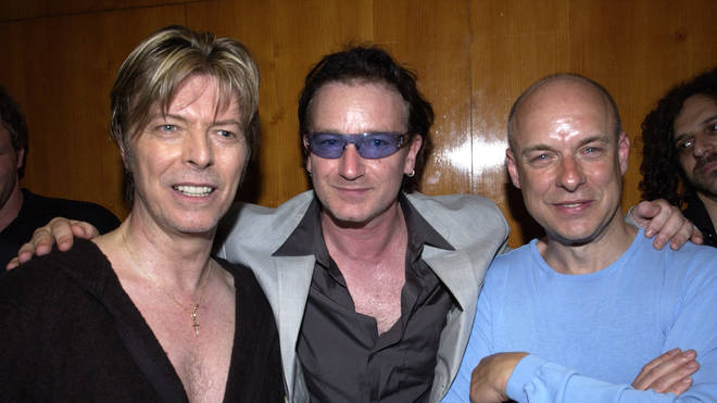 Brian Eno and two of his collaborators: David Bowie and Bono