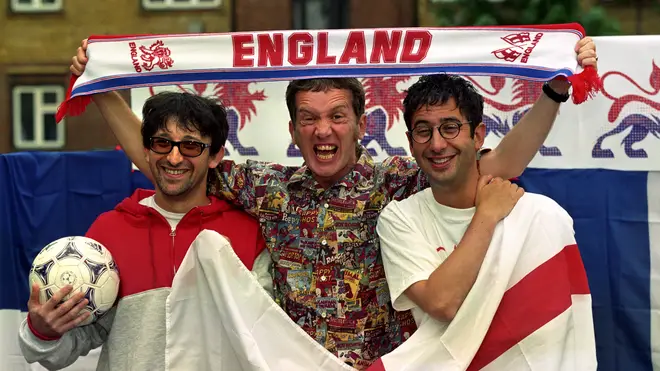 Ian Broudie of The Lightning Seeds, Frank Skinner and David Baddiel launch Three Lions