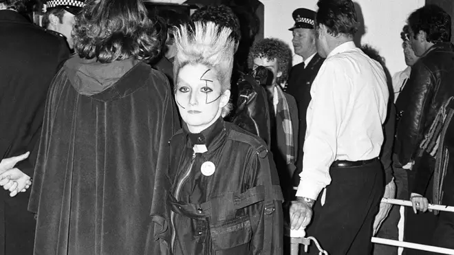 Sex Pistols associate Jordan Mooney at the Jubilee boat trip, 1977