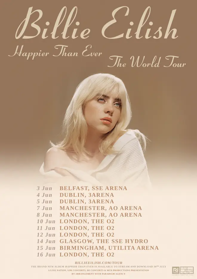 Billie Eilish's Happier Than Ever Tour hits the UK in summer 2022