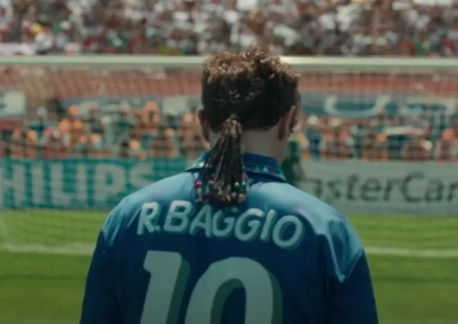 Andrea Arcangeli wears an unmistakeable ponytail as he plays Roberto Baggio in Baggio: The Divine Ponytail