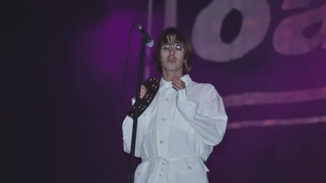 Liam Gallagher plays with Oasis at Knebworth