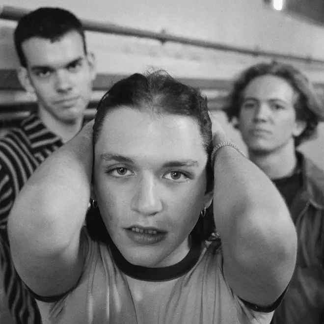 Placebo in 1996, around the time of their first album:  bassist Stefan Olsdal, singer Brian Molko and drummer Robert Schultzberg.