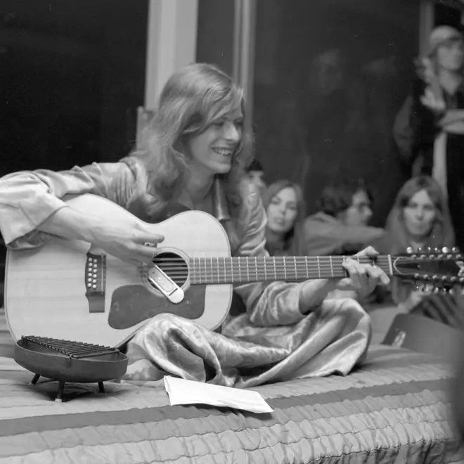 David Bowie during his promo tour of the US in January 1971. The trip would become the inspiration for the 2020 film Stardust