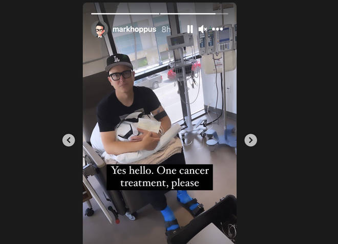 Blink 182's Mark Hoppus shares image of himself in hospital receiving cancer treatment