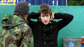 Alex Turner backstage at Glastonbury before Arctic Monkeys' headline set in 2007
