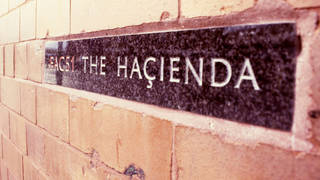 The Hacienda sign, shortly before the building was demolished in 2002