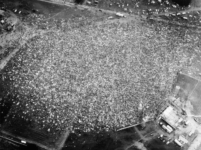 The huge crowd at Woodstock Festival in August 1969