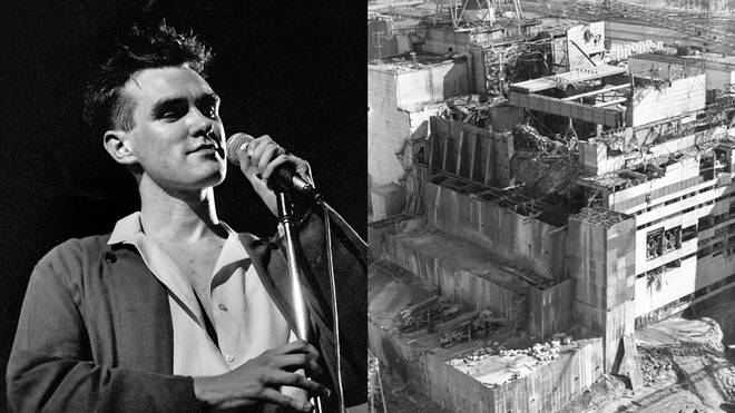 Morrissey onstage in 1985; the Chernobyl disaster in 1985